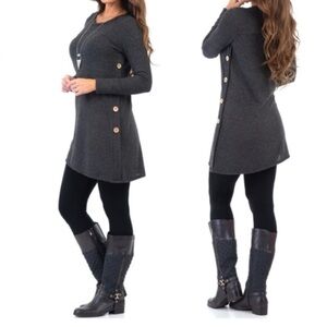 BEE UNIQUE SOFT COMFY TUNIC TOP IN CHARCOAL GRAY